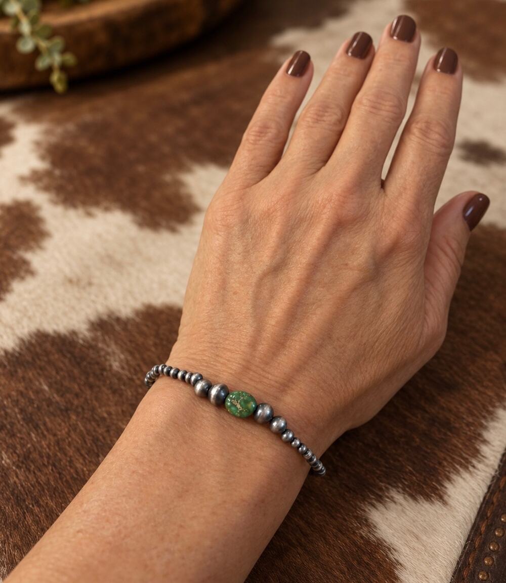 Sonoran Gold Turquoise 7” Sterling Silver Western Bracelet